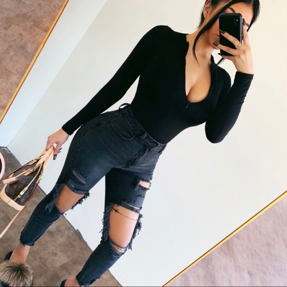Faded black jeans